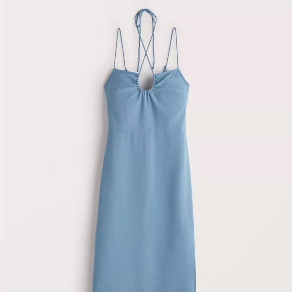 NWT Strappy Blue Midi Halterneck Abercrombie Dress